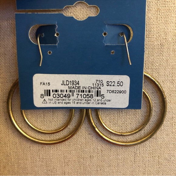 Lucky 🍀 Brand double hoop earrings in gold - Picture 2 of 3